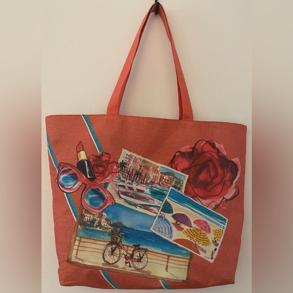Lancôme Peach Beach Tote Bag - Picture 1 of 11